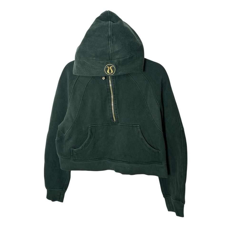 Lululemon Scuba Women's M/L Oversized 1/2 Zip Hoodie Gold Zip Cropped Atheisure - Picture 6 of 7